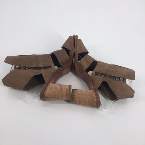 Free People Effie Leather Peep Toe Ankle Bootie 40 US 10 Womens Brown Distressed - Picture 4 of 10